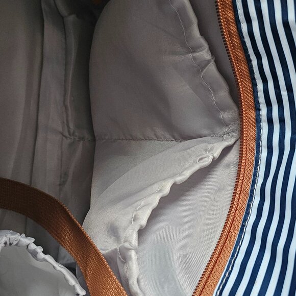 Little Wonders Navy White Stripe Diaper Bag + Tan Accents - Excellent Condition! - Picture 10 of 13